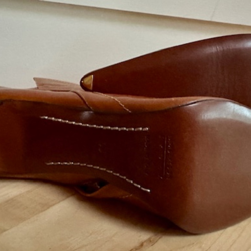 BRAND NEW Vintage Lambertson Truex Cognac Leather Boots 4.25" Heels EU 40 / US 9 - Picture 9 of 12